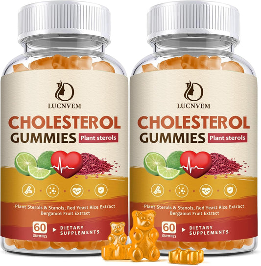 2 Pack Cholesterol Supplements Gummies - Plant Sterols, Stanols, Red Yeast Rice, Citrus Bergamot - Maintain Healthy Levels - 60 Day Supply