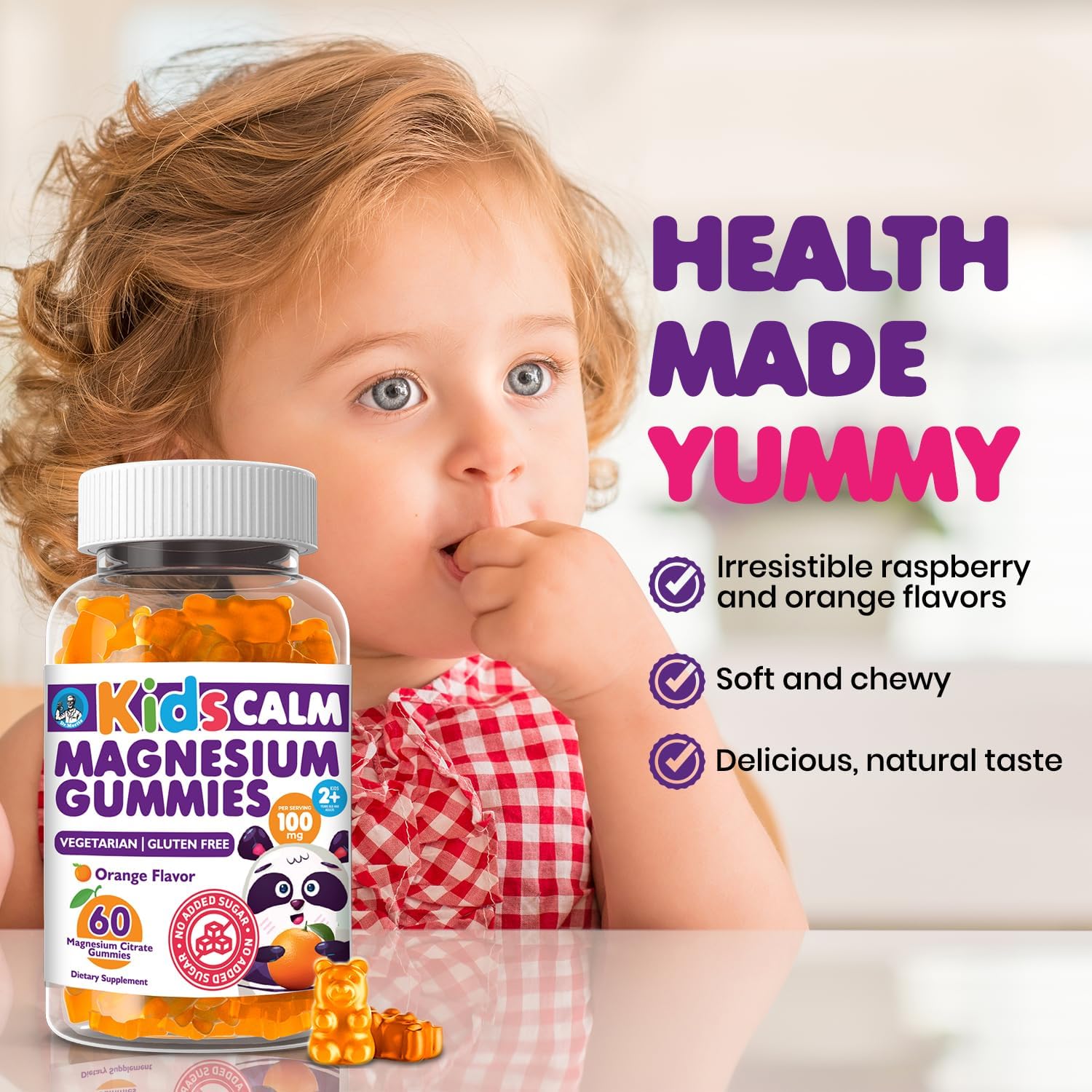 2-Pack Dr. Moritz Orange Flavored Sugar-Free Magnesium Citrate Gummies for Kids and Adults - Non-GMO - 120 Count
