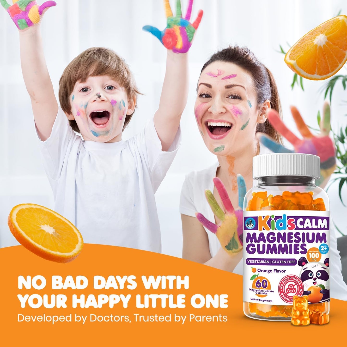 2-Pack Dr. Moritz Orange Flavored Sugar-Free Magnesium Citrate Gummies for Kids and Adults - Non-GMO - 120 Count