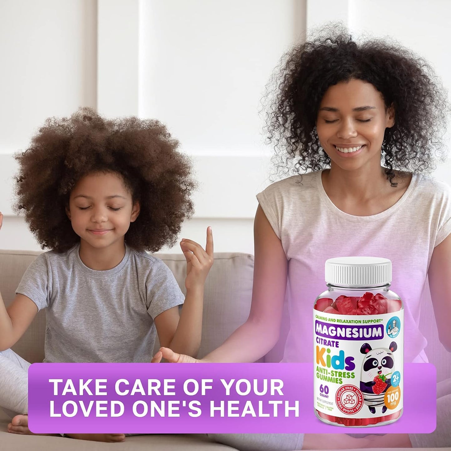 2-Pack Dr. Moritz Sugar-Free Calm Magnesium Gummies - Raspberry Flavor - Non-GMO Citrate Gummies for Kids & Adults (60 Count)