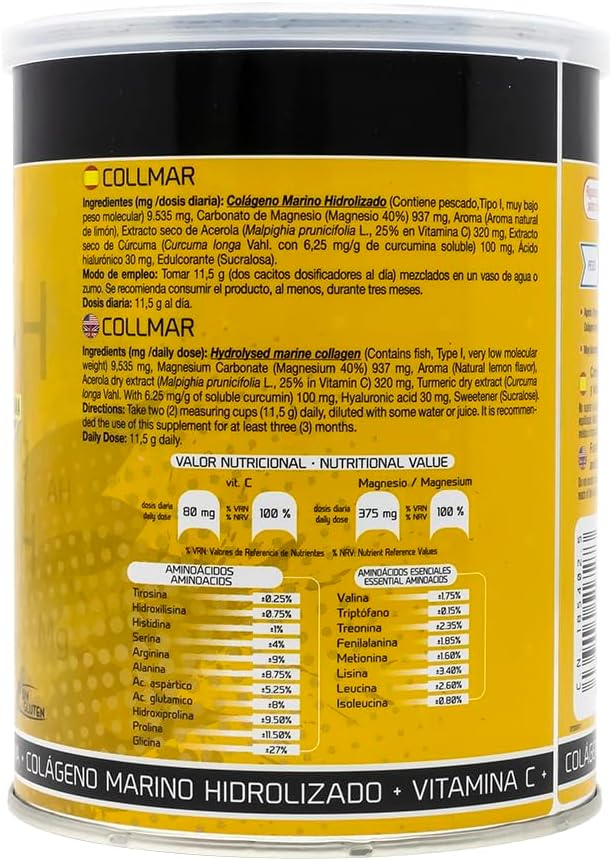 2 Pack Drasanvi COLLMAR Hydrolyzed Collagen with Magnesium, Turmeric, and Lemon Flavor - Supports Muscle Growth, Joint Health, and Amino Acids
