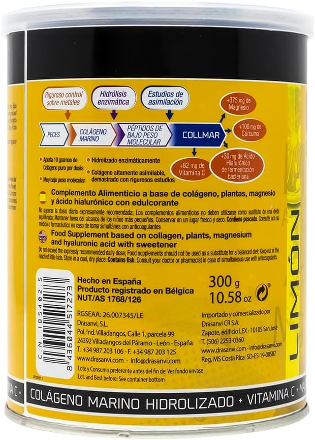 2 Pack Drasanvi COLLMAR Hydrolyzed Collagen with Magnesium, Turmeric, and Lemon Flavor - Supports Muscle Growth, Joint Health, and Amino Acids