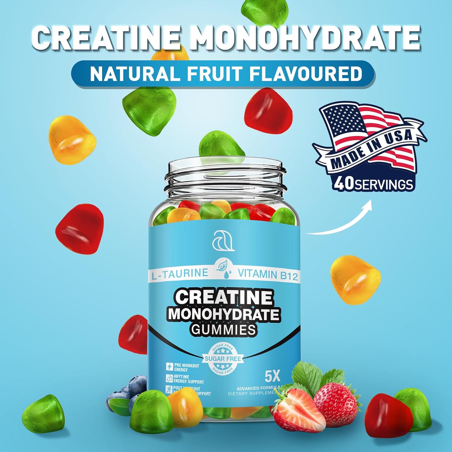 2 Pack DRZIHOOCH Creatine Monohydrate Gummies 5000mg - Muscle Builder & Energy Boost - 160 Count Chewable Supplement for Men & Women - Made in USA