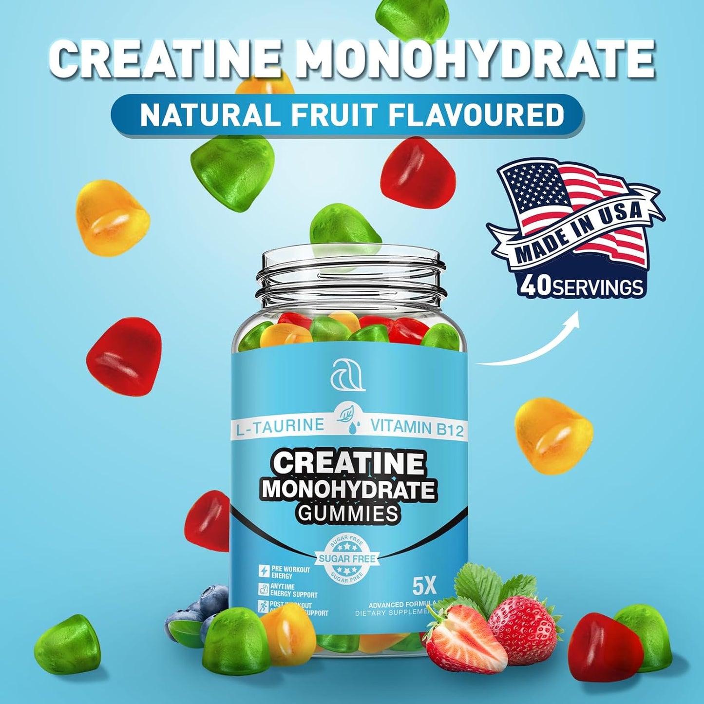 2 Pack DRZIHOOCH Creatine Monohydrate Gummies 5000mg - Muscle Builder & Energy Boost - 160 Count Chewable Supplement for Men & Women - Made in USA