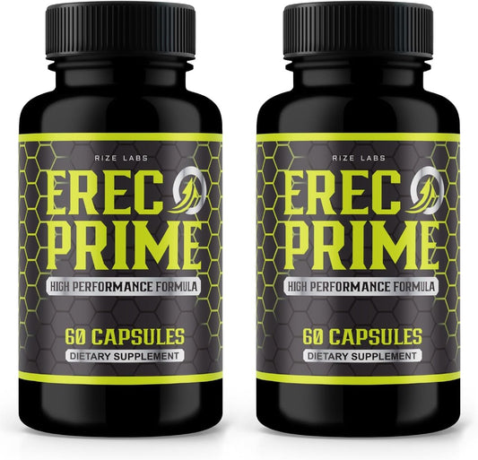 2-Pack Erec Prime Pills for Men - High Performance Formula, All-Natural Support for Peak Performance & Health - 120 Capsules