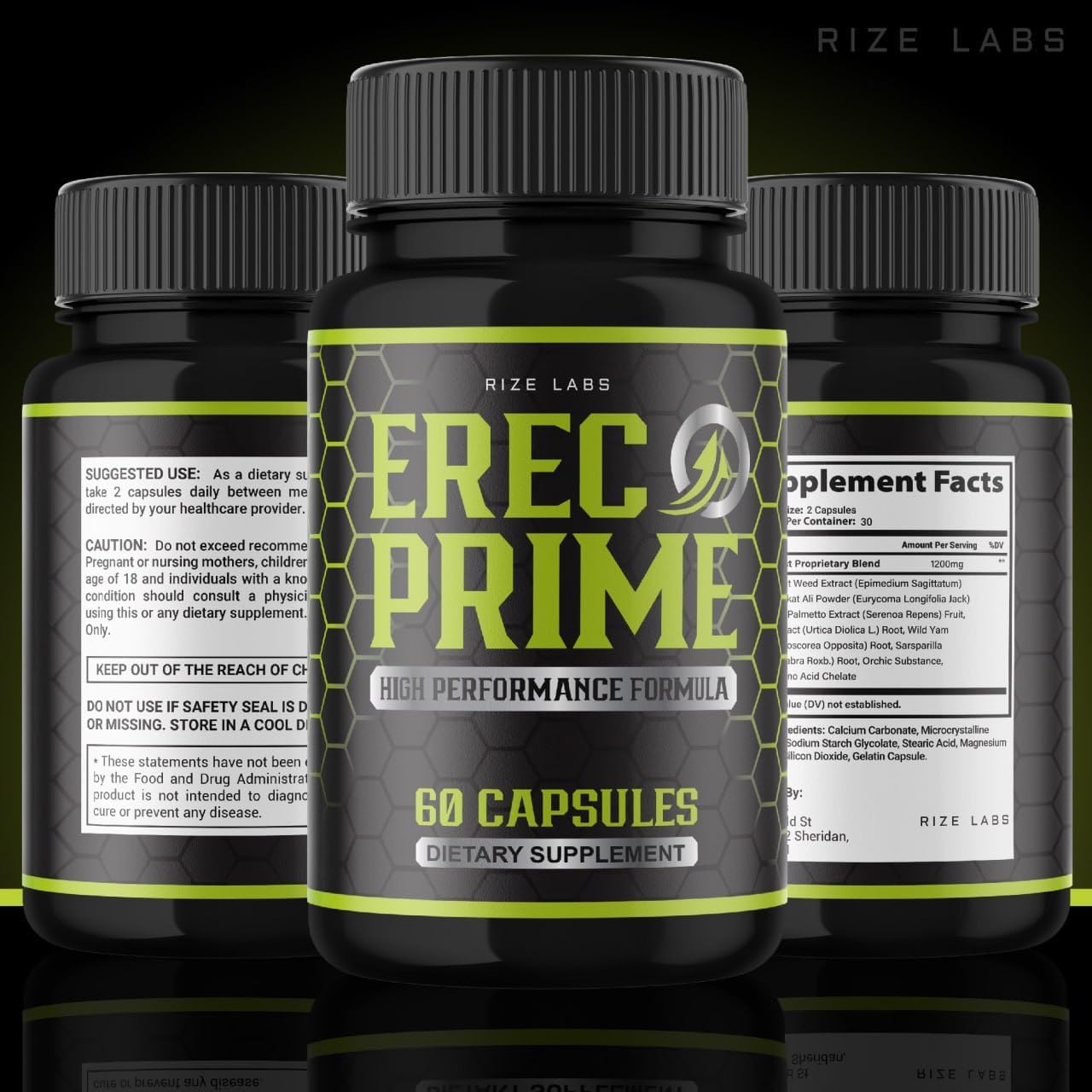 2-Pack Erec Prime Pills for Men - High Performance Formula, All-Natural Support for Peak Performance & Health - 120 Capsules
