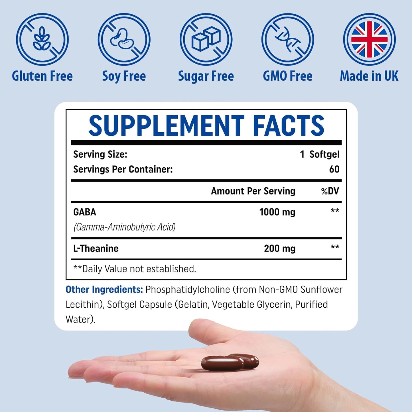 2 Pack Genogna Liposomal GABA with L-Theanine 1200mg - High Bioavailability GABA Supplements for Adults, 240 Capsules