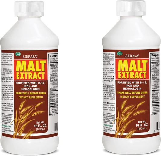 2-Pack Germa Malt Extract 16oz with Fortified B-12 and Iron