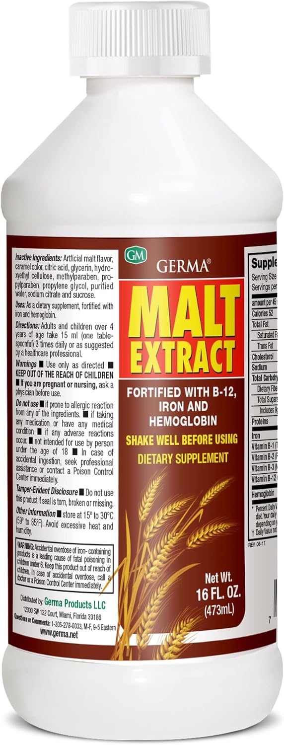 2-Pack Germa Malt Extract 16oz with Fortified B-12 and Iron