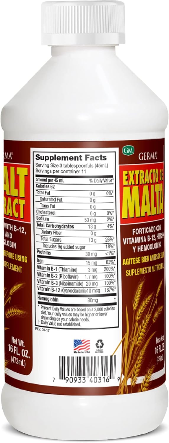 2-Pack Germa Malt Extract 16oz with Fortified B-12 and Iron