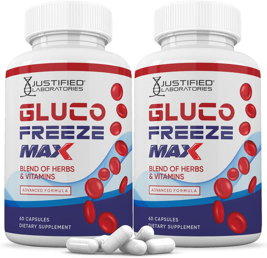 2 Pack Glucofreeze Max Advanced Formula 1295MG 120 Capsules by Justified Laboratories