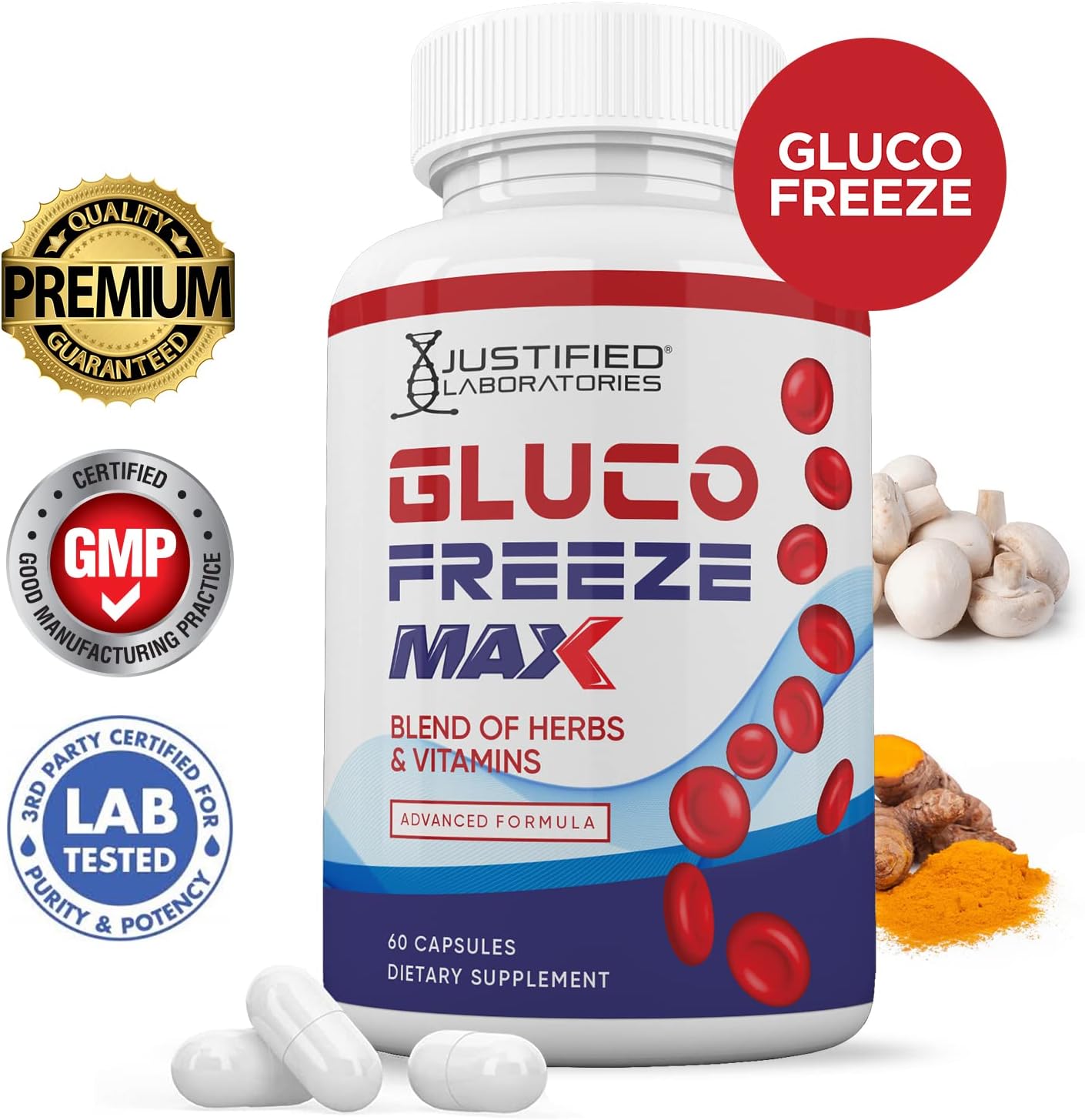 2 Pack Glucofreeze Max Advanced Formula 1295MG 120 Capsules by Justified Laboratories