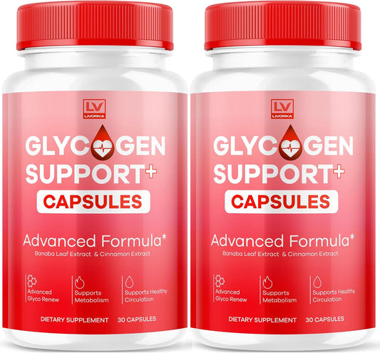 2-Pack Glycogen Support Supplement Capsules - Advanced Formula for 2 Months - 60 Capsules