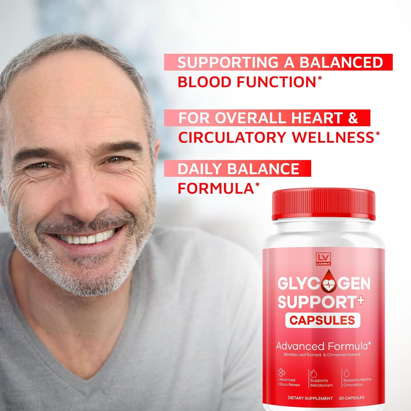 2-Pack Glycogen Support Supplement Capsules - Advanced Formula for 2 Months - 60 Capsules