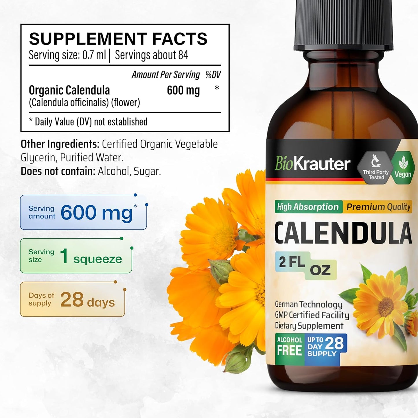 2-Pack Goldenseal and Calendula Tinctures - 2 Fl. Oz. Each