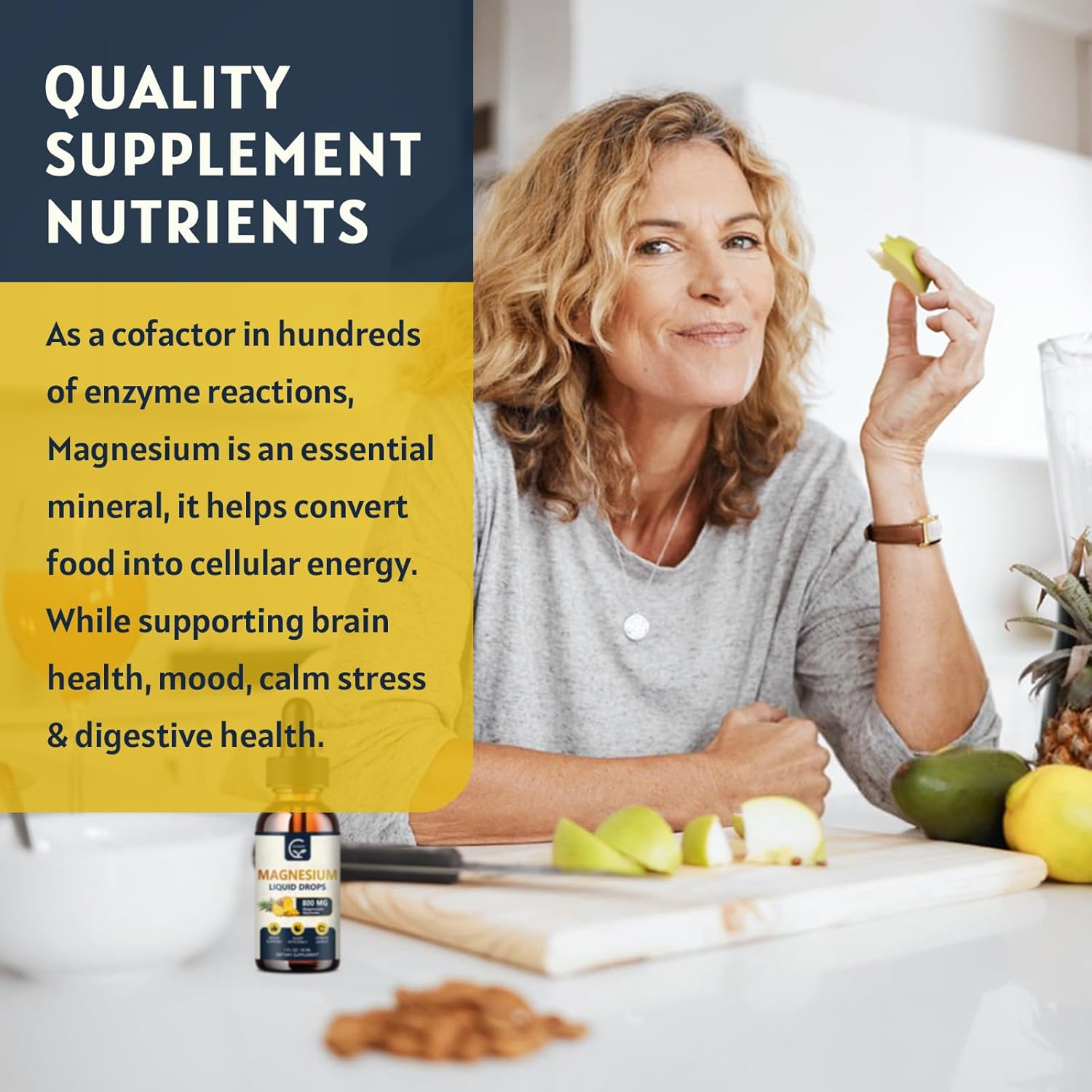 2 Pack GORNVB Magnesium Glycinate Liquid Drops - 1000mg Complex with D3, L-Thea & GABA - Energy, Sleep, Nerve & Heart Health - High Absorption - Pineapple Flavor