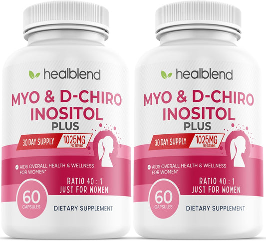 2-Pack Healblend Myo & D-Chiro Inositol Supplement for Women's Hormonal Balance, Fertility & Pregnancy Support