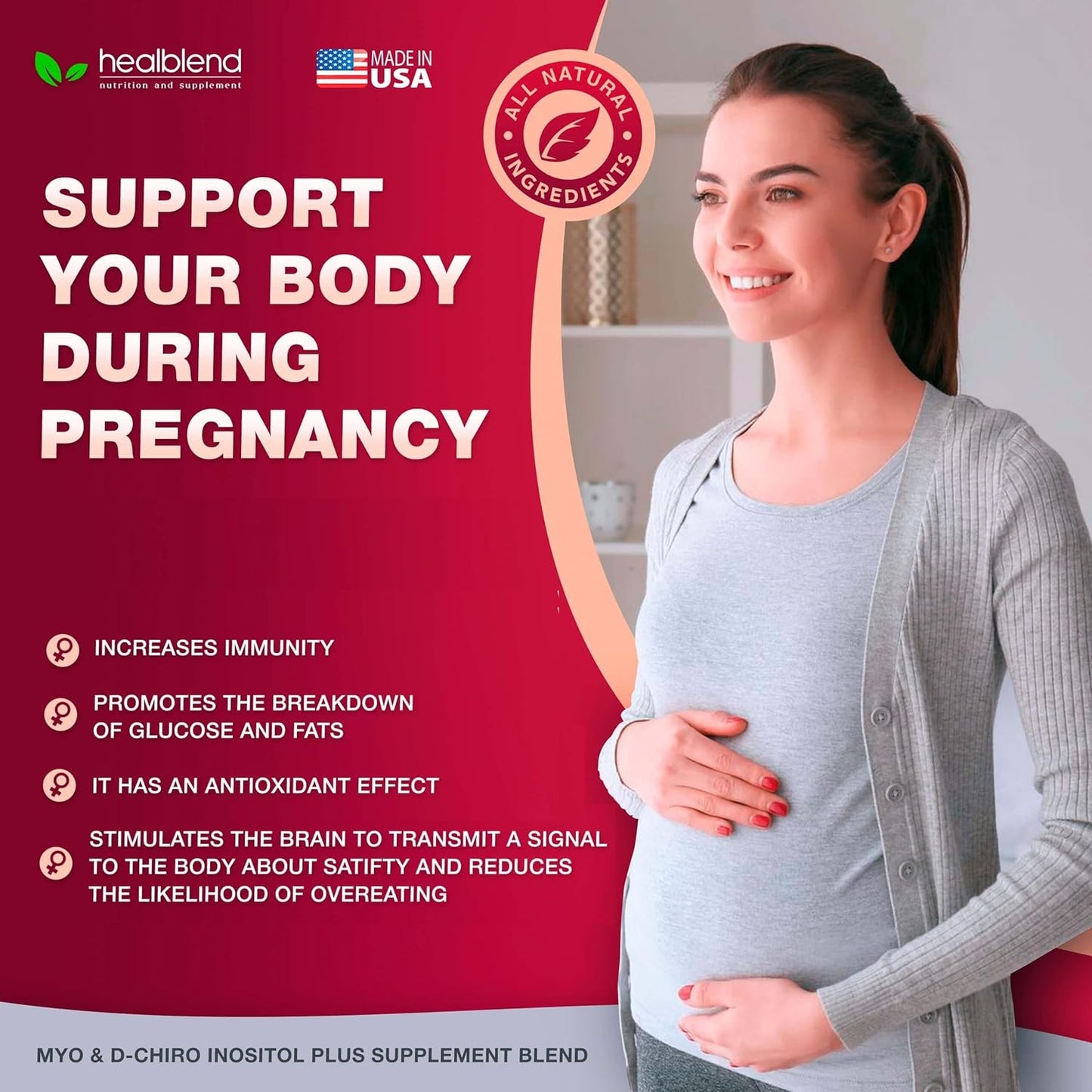 2-Pack Healblend Myo & D-Chiro Inositol Supplement for Women's Hormonal Balance, Fertility & Pregnancy Support