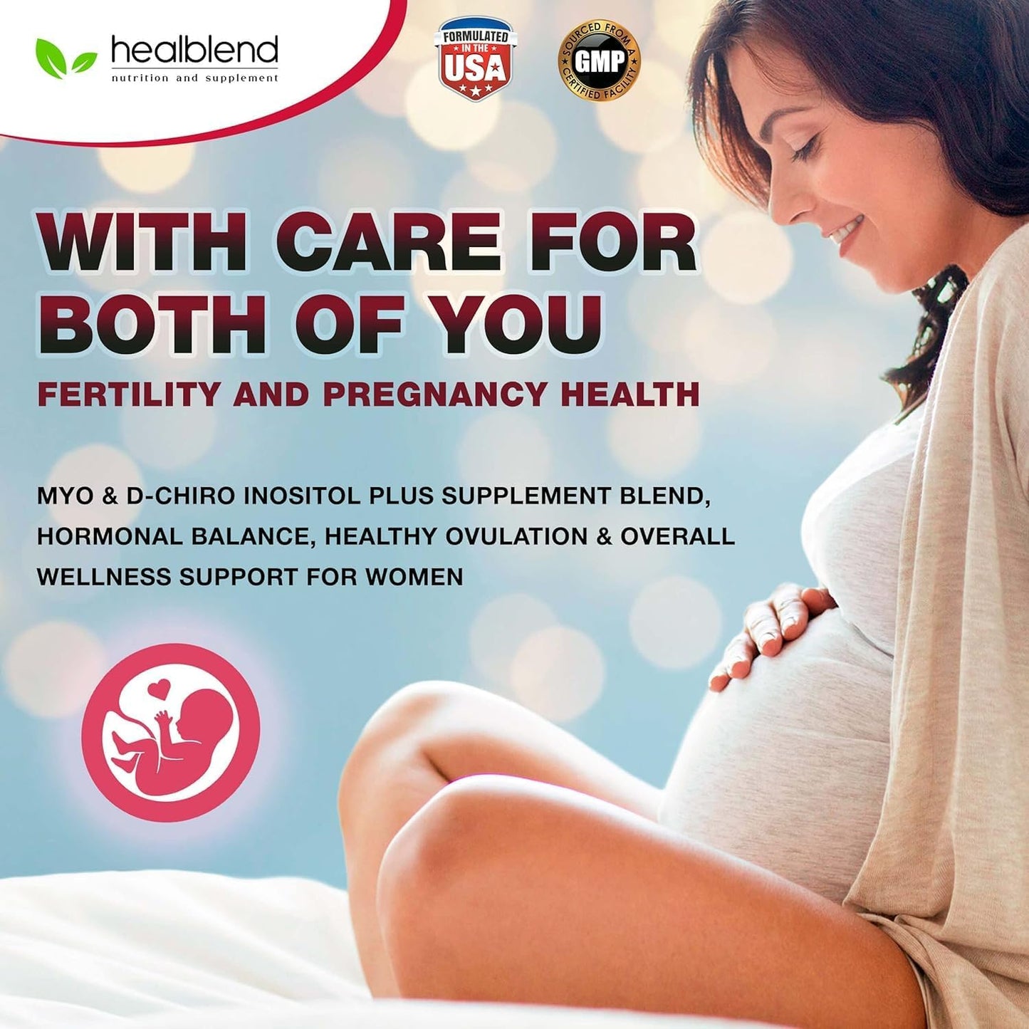 2-Pack Healblend Myo & D-Chiro Inositol Supplement for Women's Hormonal Balance, Fertility & Pregnancy Support