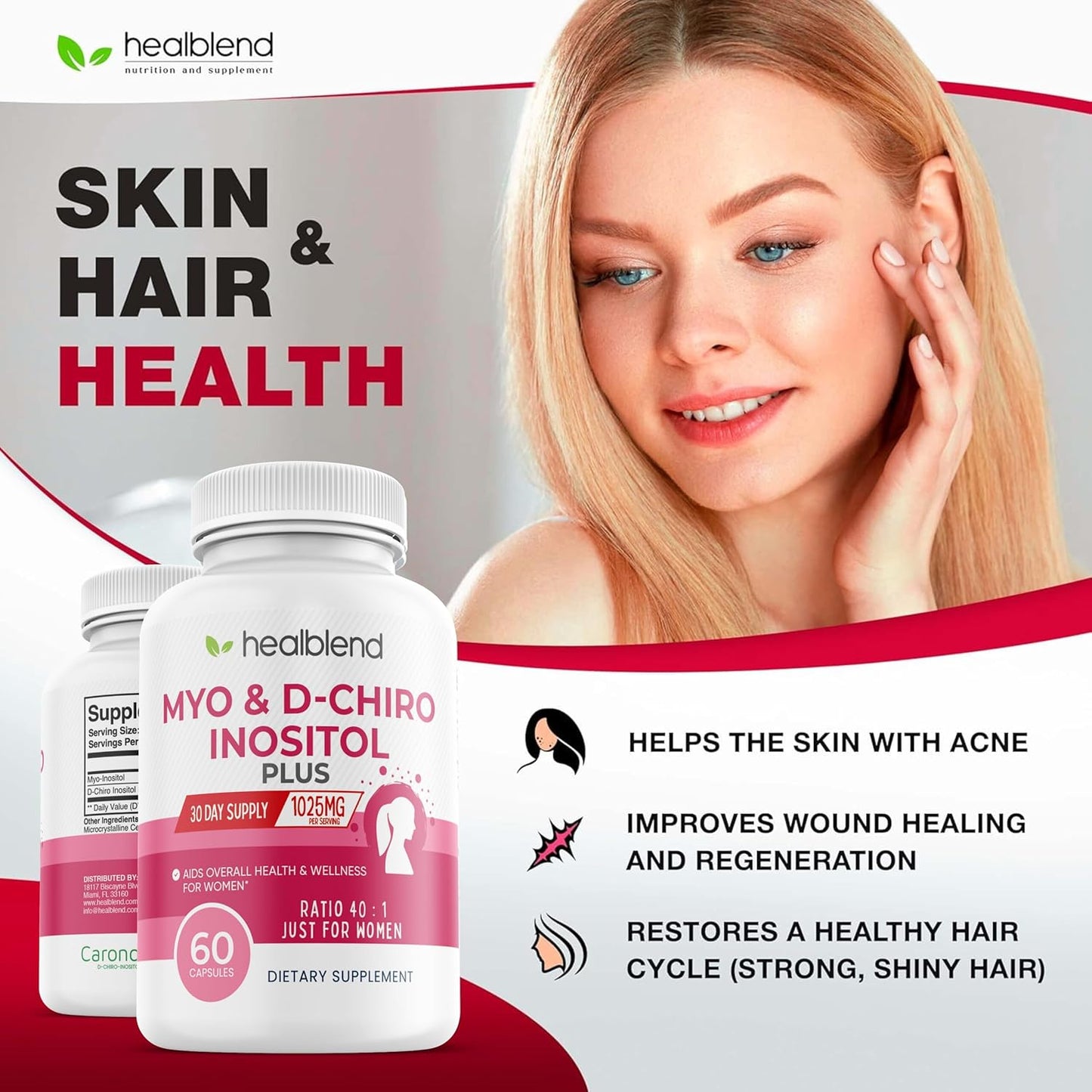 2-Pack Healblend Myo & D-Chiro Inositol Supplement for Women's Hormonal Balance, Fertility & Pregnancy Support