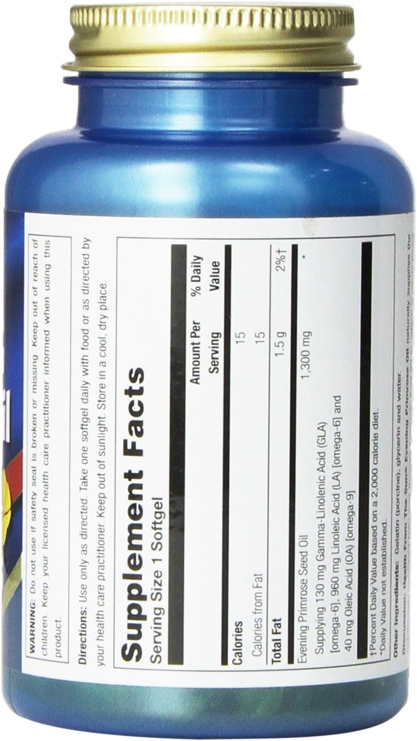 2 Pack Health From the Sun Evening Primrose Oil 1300 Mg Softgels, 60-Count Each - Omega-6 Supplement for Skin & Hormonal Balance