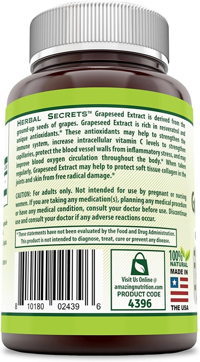 2-Pack Herbal Secrets Grapeseed Extract 400mg 120 Veggie Capsules, Non-GMO, Gluten Free - 240 Count