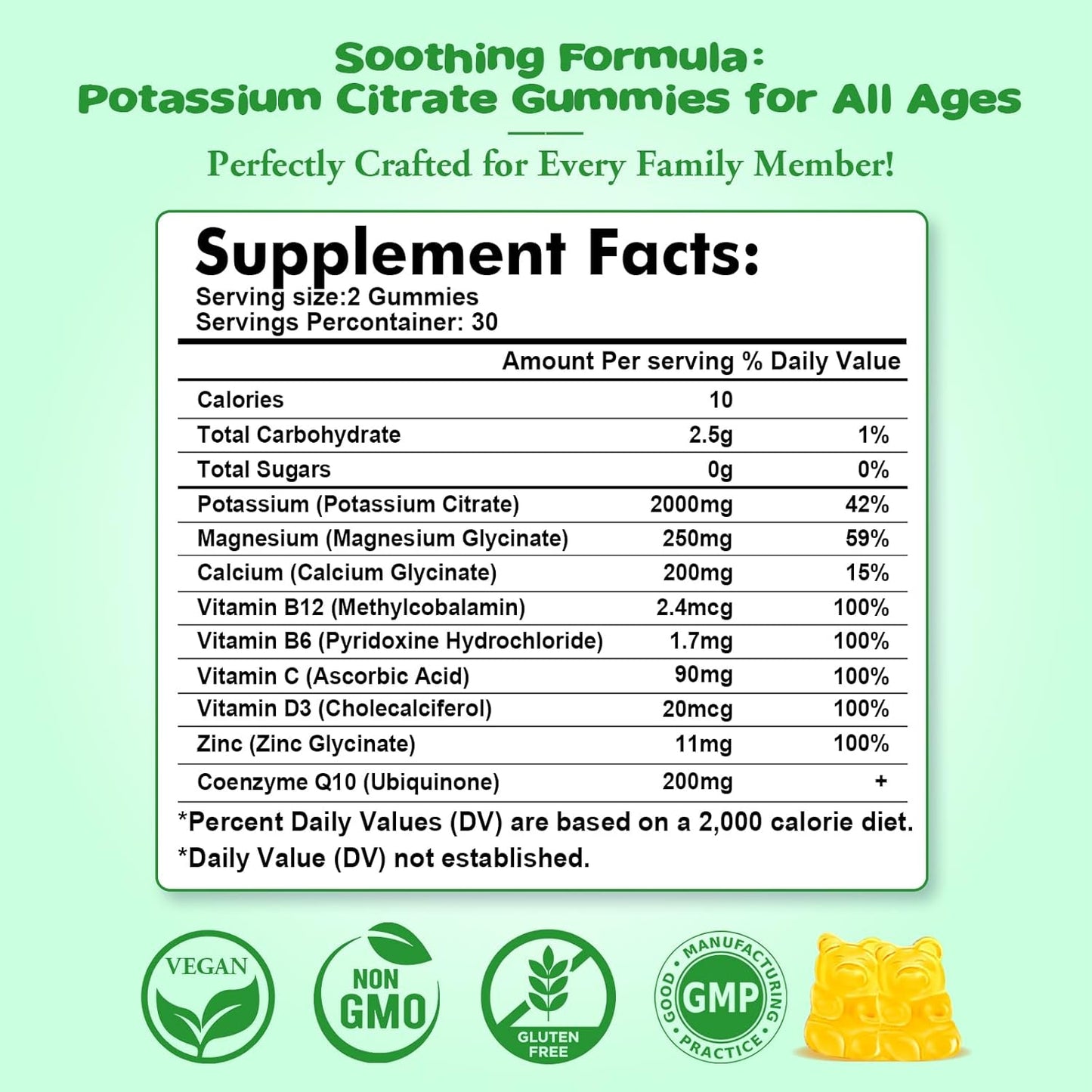2 Pack High Potency Potassium Citrate Gummies for Muscle Health, Leg Cramp Relief - Vegan, Non-GMO, Gluten-Free - Pineapple Flavor - 120 Count
