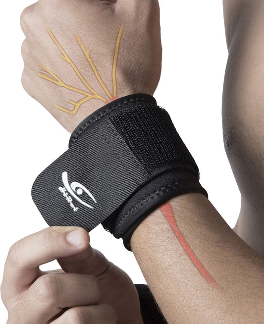 2 PACK HiRui Wrist Compression Strap & Brace for Fitness, Weightlifting, Tendonitis, Carpal Tunnel - Pain Relief & Support - Adjustable Unisex Wear - Sport Ready