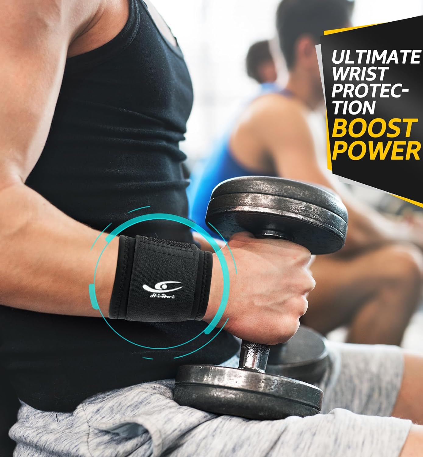 2 PACK HiRui Wrist Compression Strap & Brace for Fitness, Weightlifting, Tendonitis, Carpal Tunnel - Pain Relief & Support - Adjustable Unisex Wear - Sport Ready