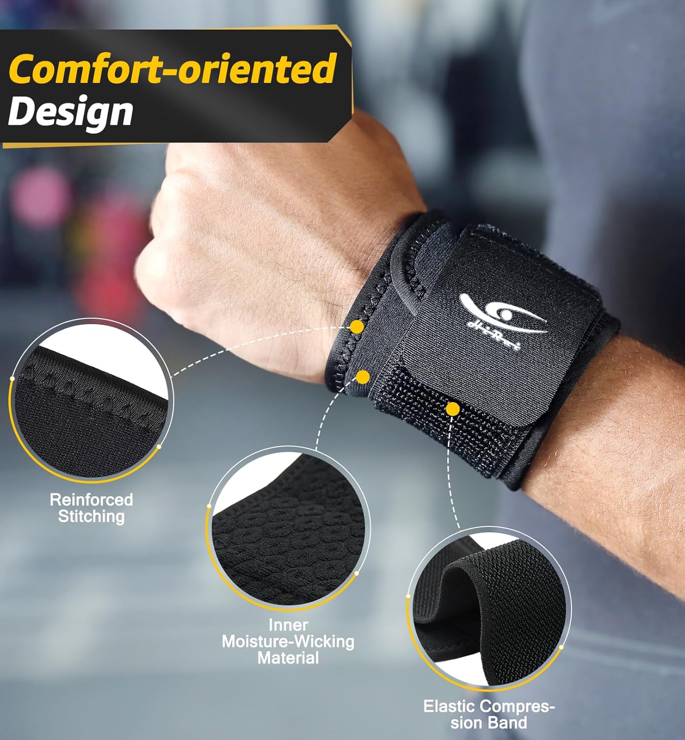 2 PACK HiRui Wrist Compression Strap & Brace for Fitness, Weightlifting, Tendonitis, Carpal Tunnel - Pain Relief & Support - Adjustable Unisex Wear - Sport Ready