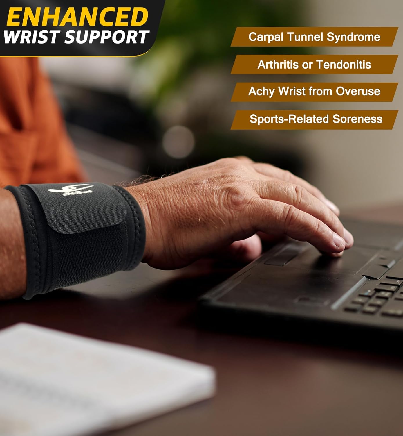 2 PACK HiRui Wrist Compression Strap & Brace for Fitness, Weightlifting, Tendonitis, Carpal Tunnel - Pain Relief & Support - Adjustable Unisex Wear - Sport Ready