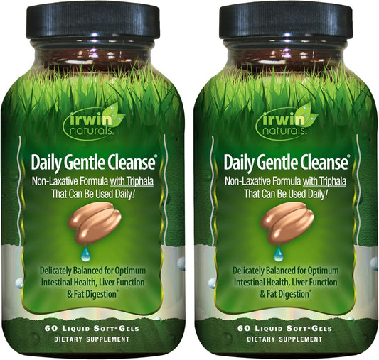 2-Pack Irwin Naturals Daily Gentle Cleanse Liquid Soft-Gels - Non-Laxative Formula with Triphala - 120 Softgels