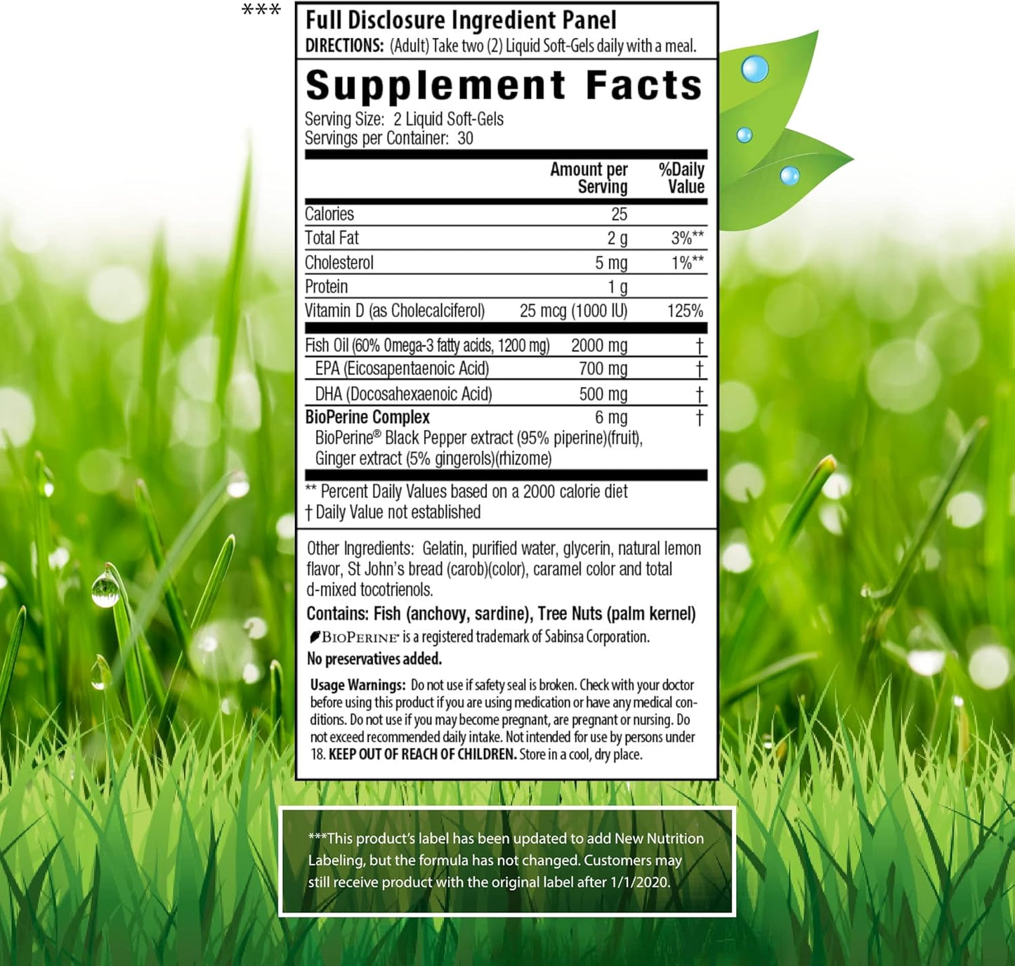 2-Pack Irwin Naturals Double-Potency Fish Oil Pure - 60 Liquid Soft-Gels, 2,000 mg Purified Fish Oil with Vitamin D3 - 60 Servings