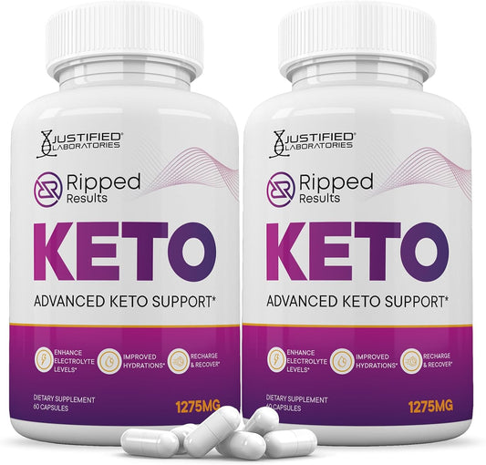 2 Pack Keto ACV Pills 1275MG Capsules with Apple Cider Vinegar, Olive Oil, Green Tea - Keto Support Blend for Ripped Results