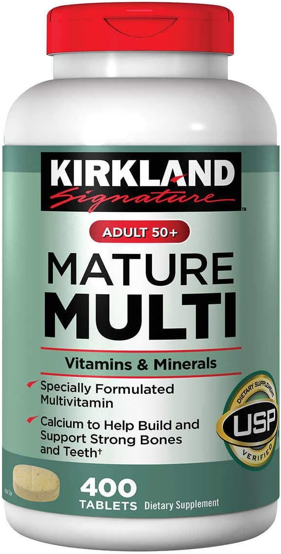 2 Pack KIRKLAND Signature Adult 50+ Multi Vitamins & Minerals, 400 Tablets - Complete Daily Nutritional Supplement for Adults Over 50