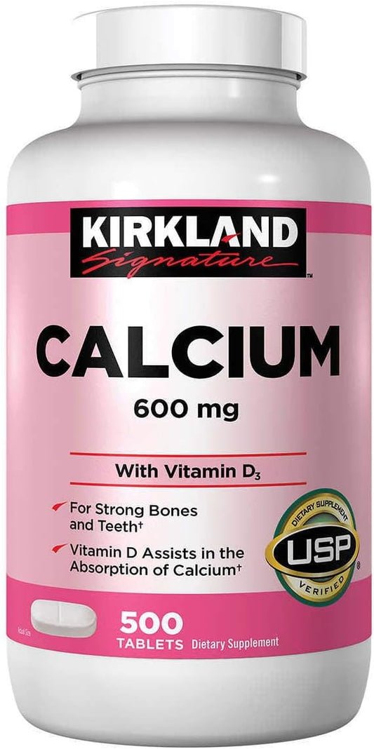 2 Pack Kirkland Signature Calcium 600 mg with Vitamin D3 - 1000 Tablets Total
