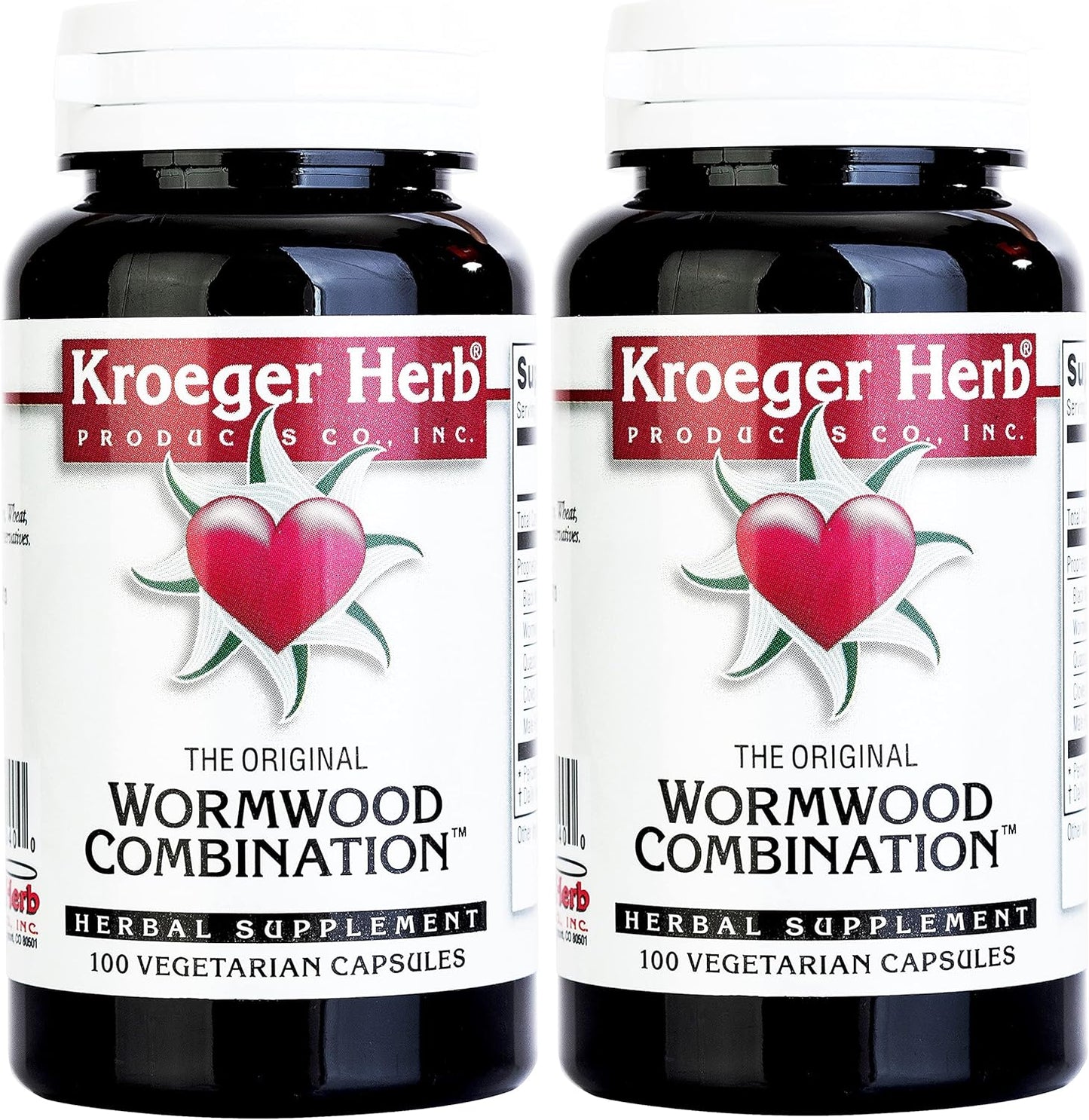 2 Pack Kroeger Herb Wormwood Combination 100 V-Cap Supplements