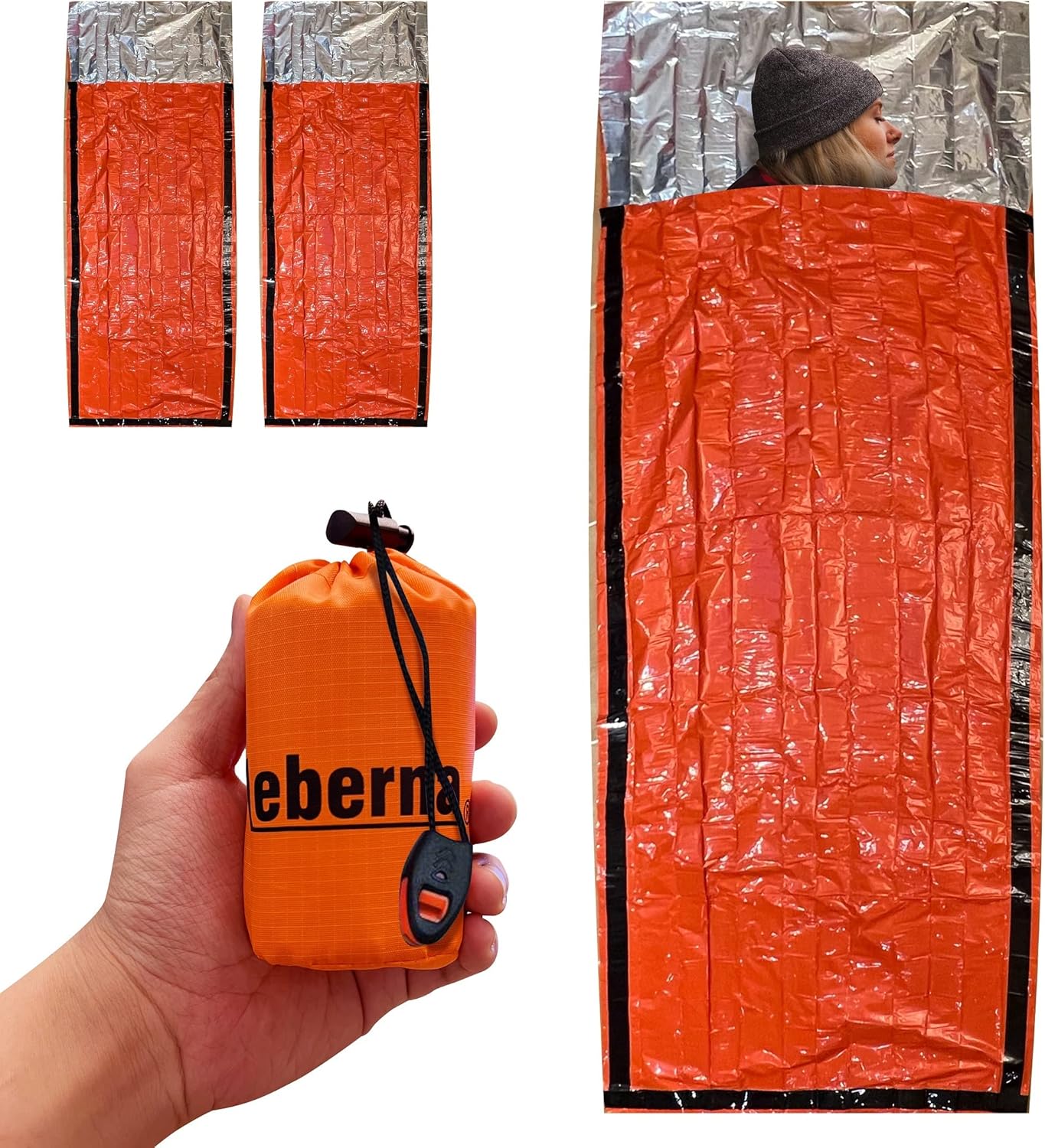 2 Pack Leberna Emergency Sleeping Bags | Survival Gear Bivy Sack for Camping | Portable Thermal Blanket for Emergency Situations