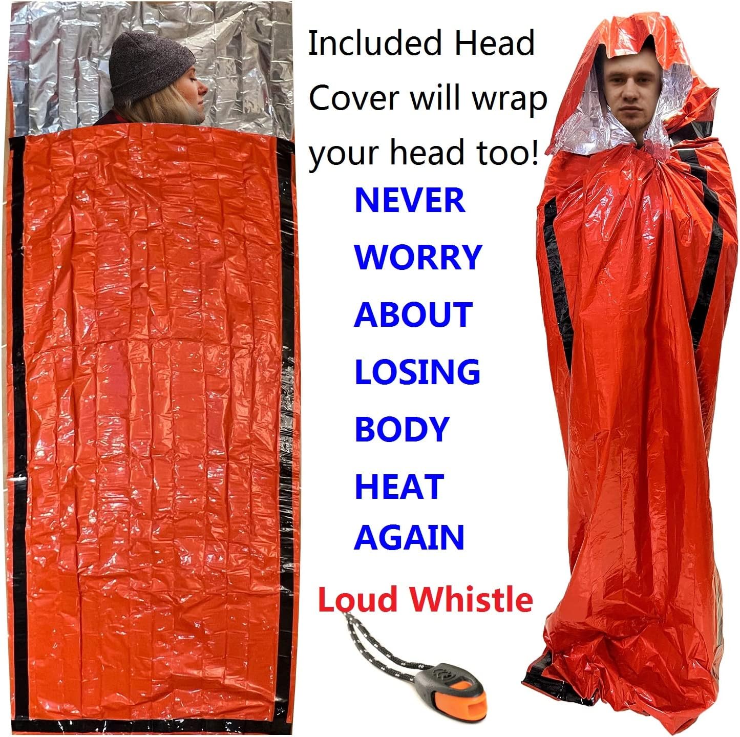 2 Pack Leberna Emergency Sleeping Bags | Survival Gear Bivy Sack for Camping | Portable Thermal Blanket for Emergency Situations