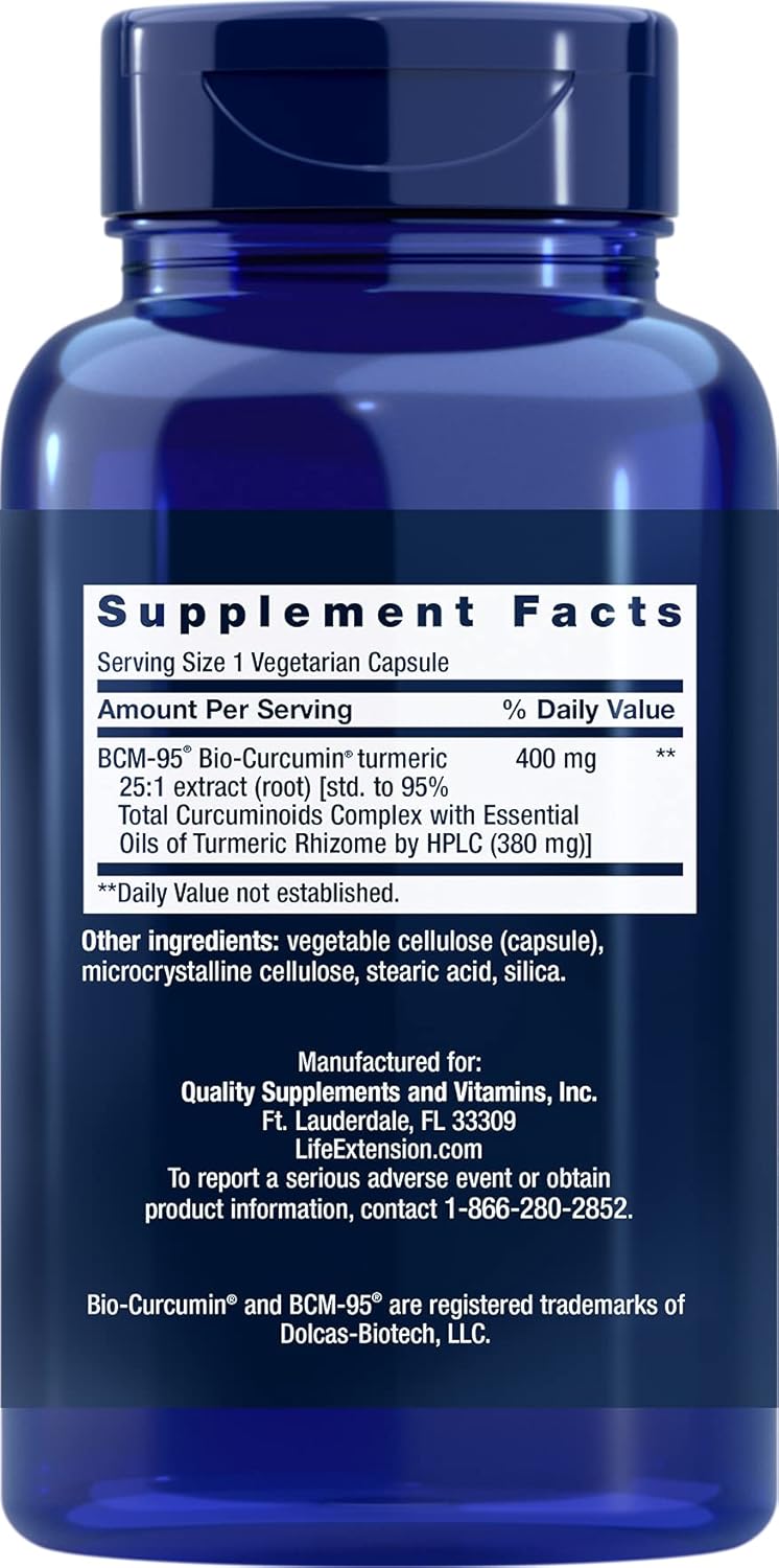 2 Pack Life Extension Bio-Curcumin Elite 400 mg Vegetarian Capsules - 60 Capsules in Total