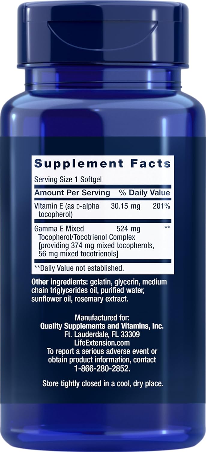 2-Pack Life Extension Gamma E Mixed Tocopherols & Tocotrienols Softgels - 60 Count