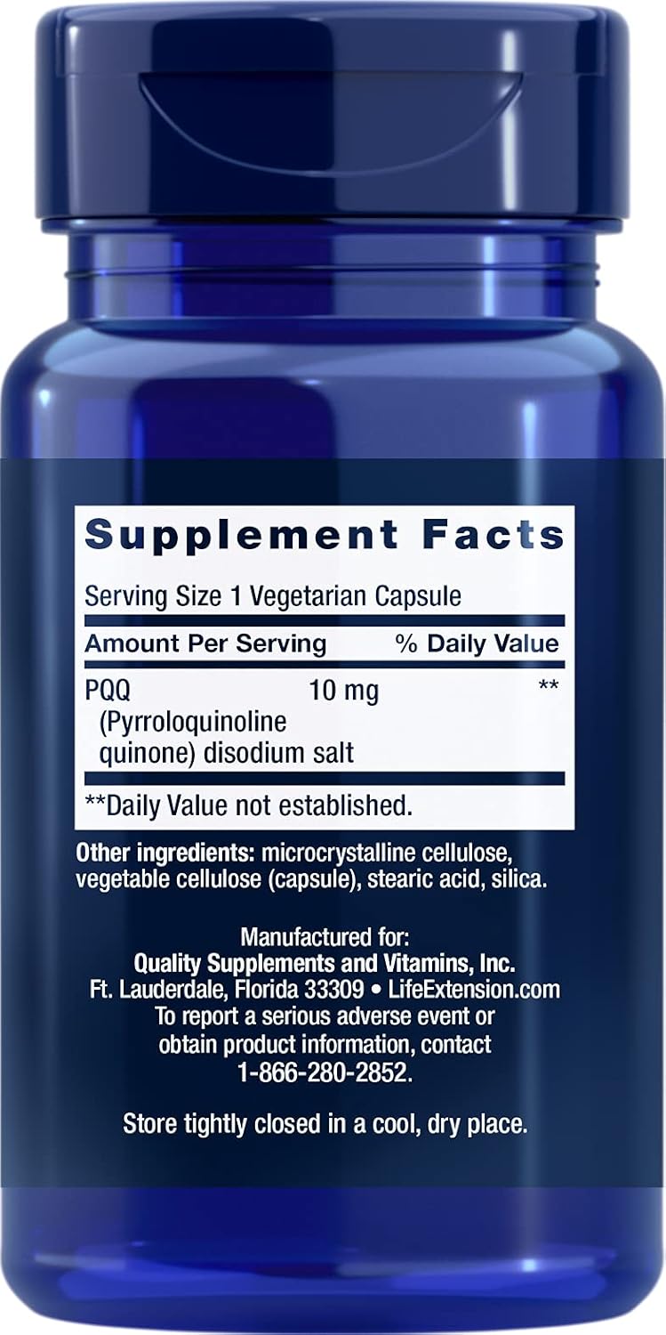 2 Pack Life Extension PQQ (Pyrroloquinoline Quinone) 10 mg, 30 Vegetarian Capsules for Enhanced Health