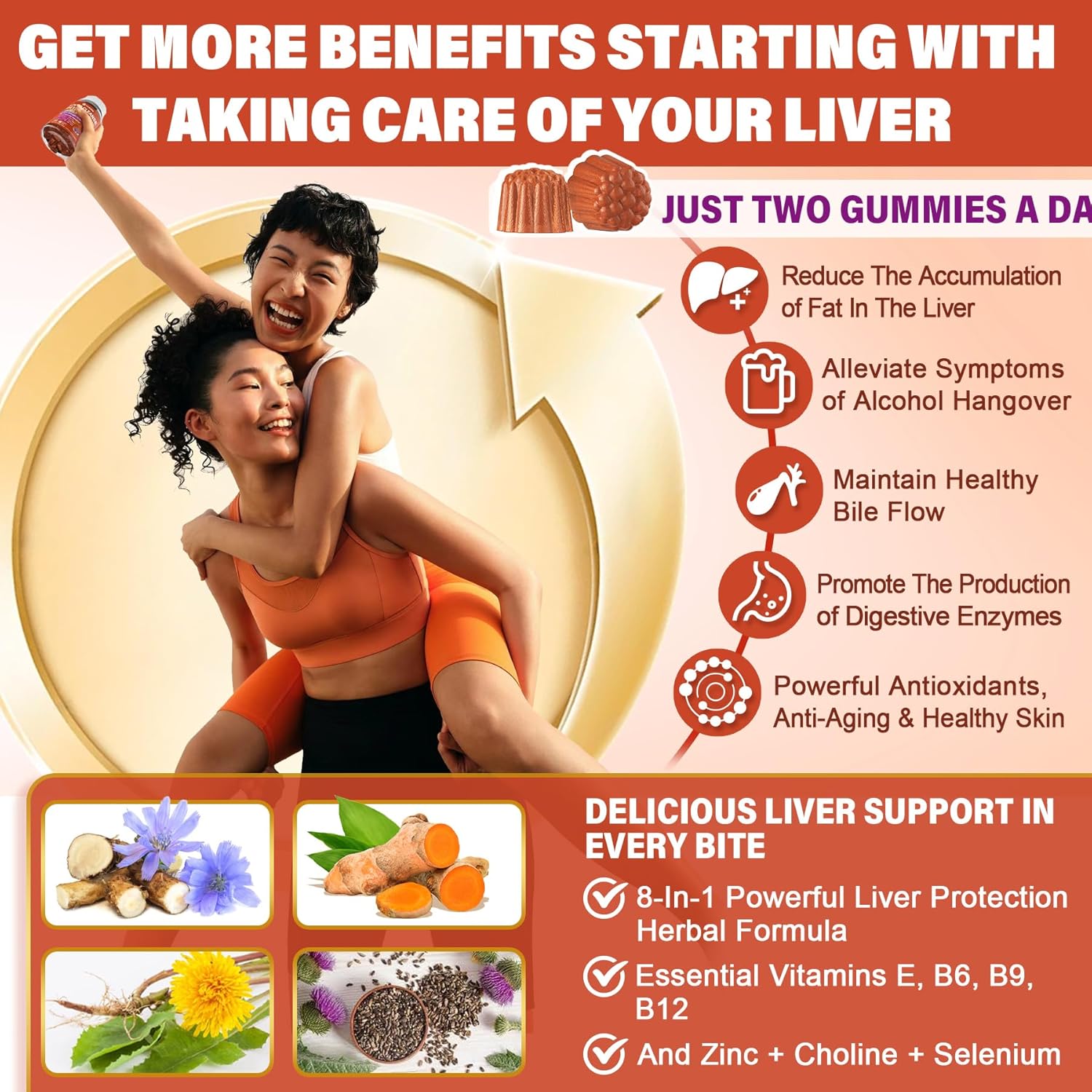 2-Pack LILICARE Milk Thistle Liver Detox Gummies - 18-in-1 Liver Cleanse Supplement with Organic Ingredients