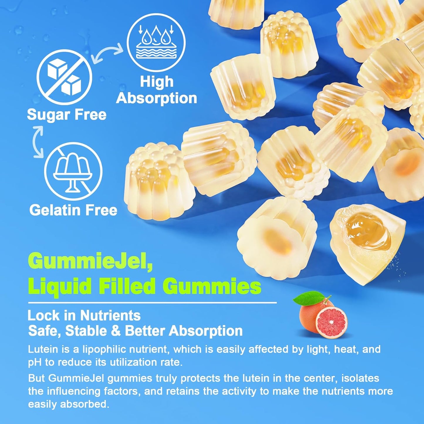 2-Pack LILICARE Sugar-Free Lutein and Zeaxanthin Gummies for Eye Health with EPA, DHA, and Antioxidants - Vegan Eye Vitamins for Adults