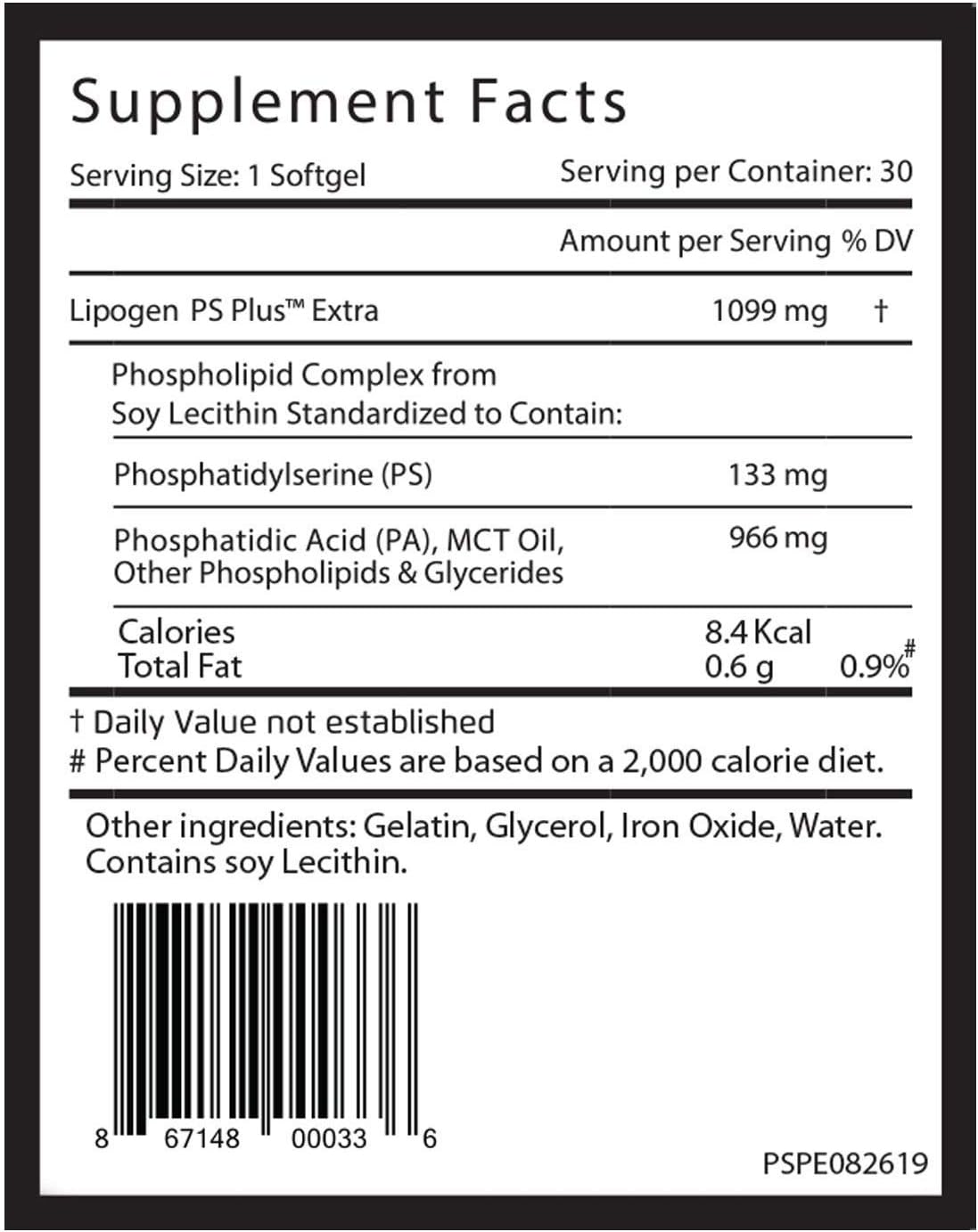 2 Pack Lipogen Brain Booster Supplement with 133mg Phosphatidylserine - Memory & Focus Support Softgels for Mental Energy & Brain Health
