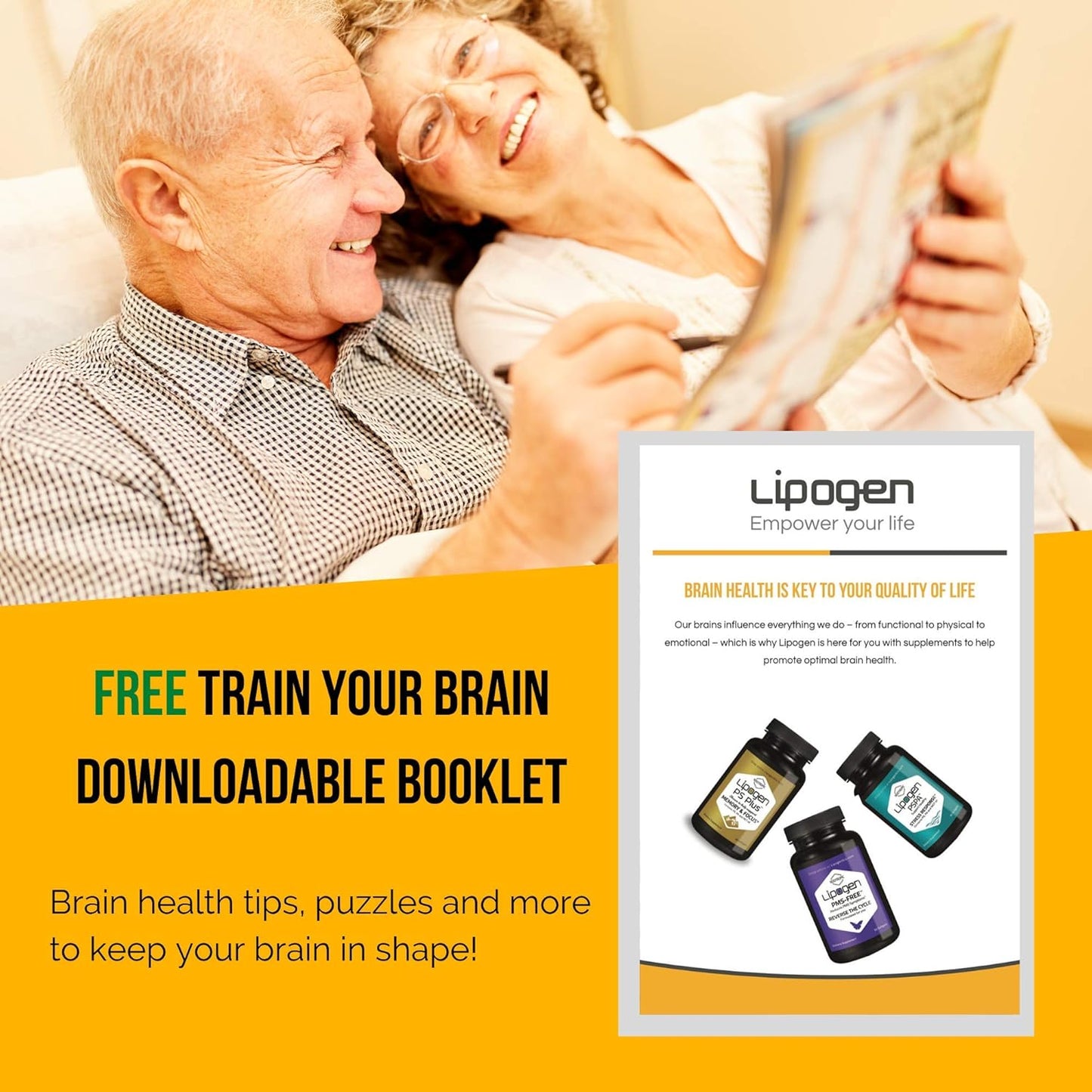 2 Pack Lipogen Brain Booster Supplement with 133mg Phosphatidylserine - Memory & Focus Support Softgels for Mental Energy & Brain Health