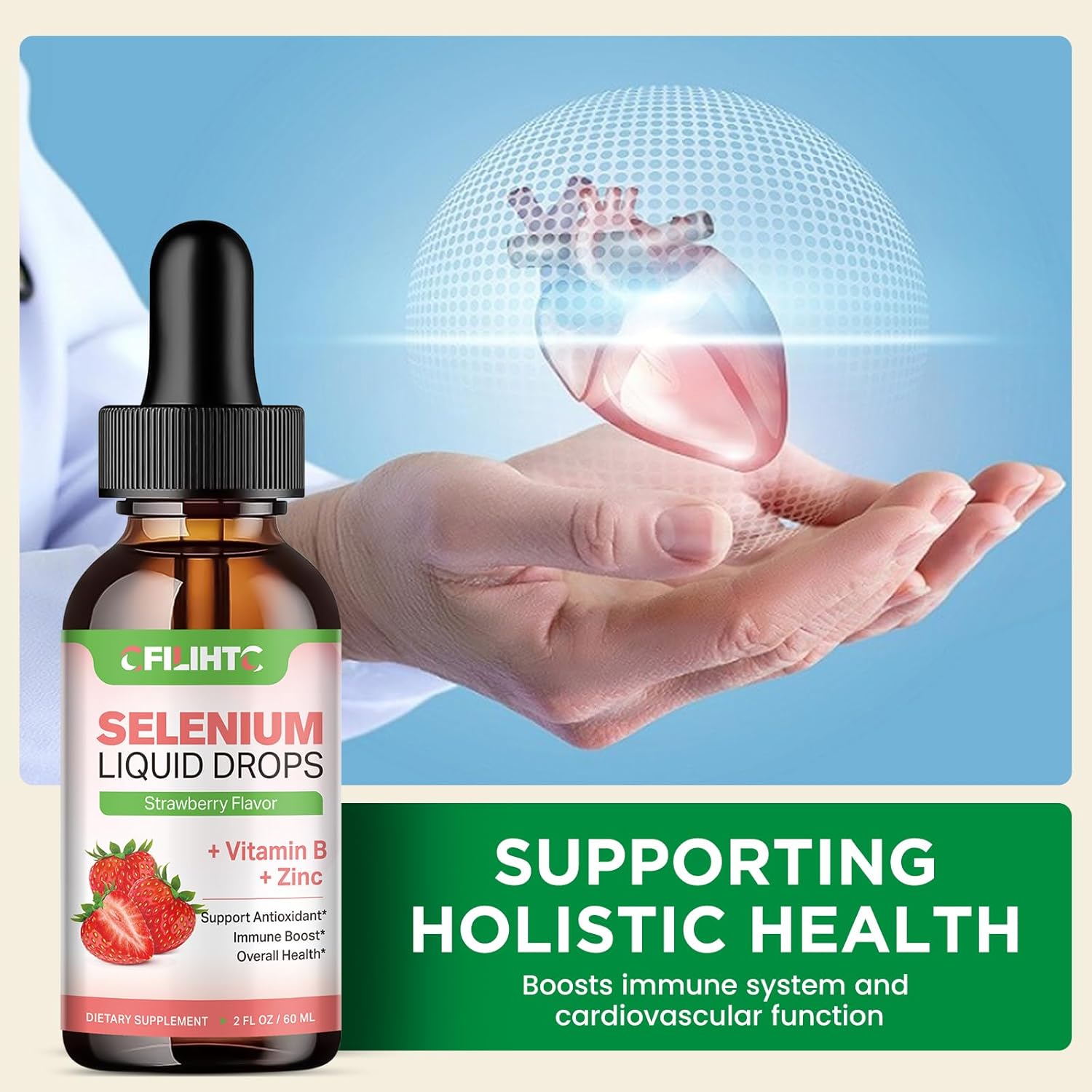 2-Pack Liquid Selenium Drops with Vitamin B Complex and Zinc - Immune System Support, Antioxidant & Heart Health - High Absorption Strawberry Flavor - 200mcg - 2 Fl Oz