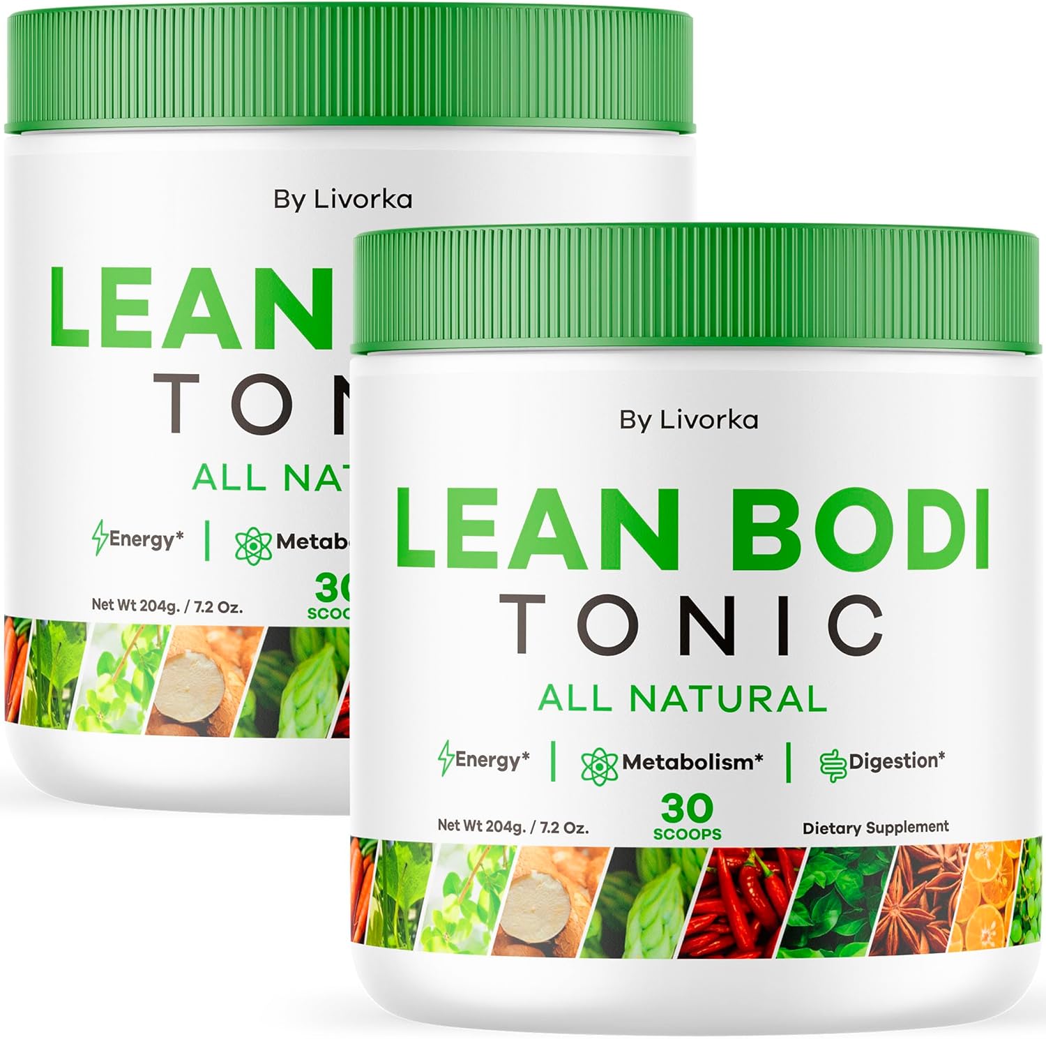 2-Pack LIVORKA Lean Body Tonic Powder - Advanced Formula, All Natural, 60 Servings for 2 Months