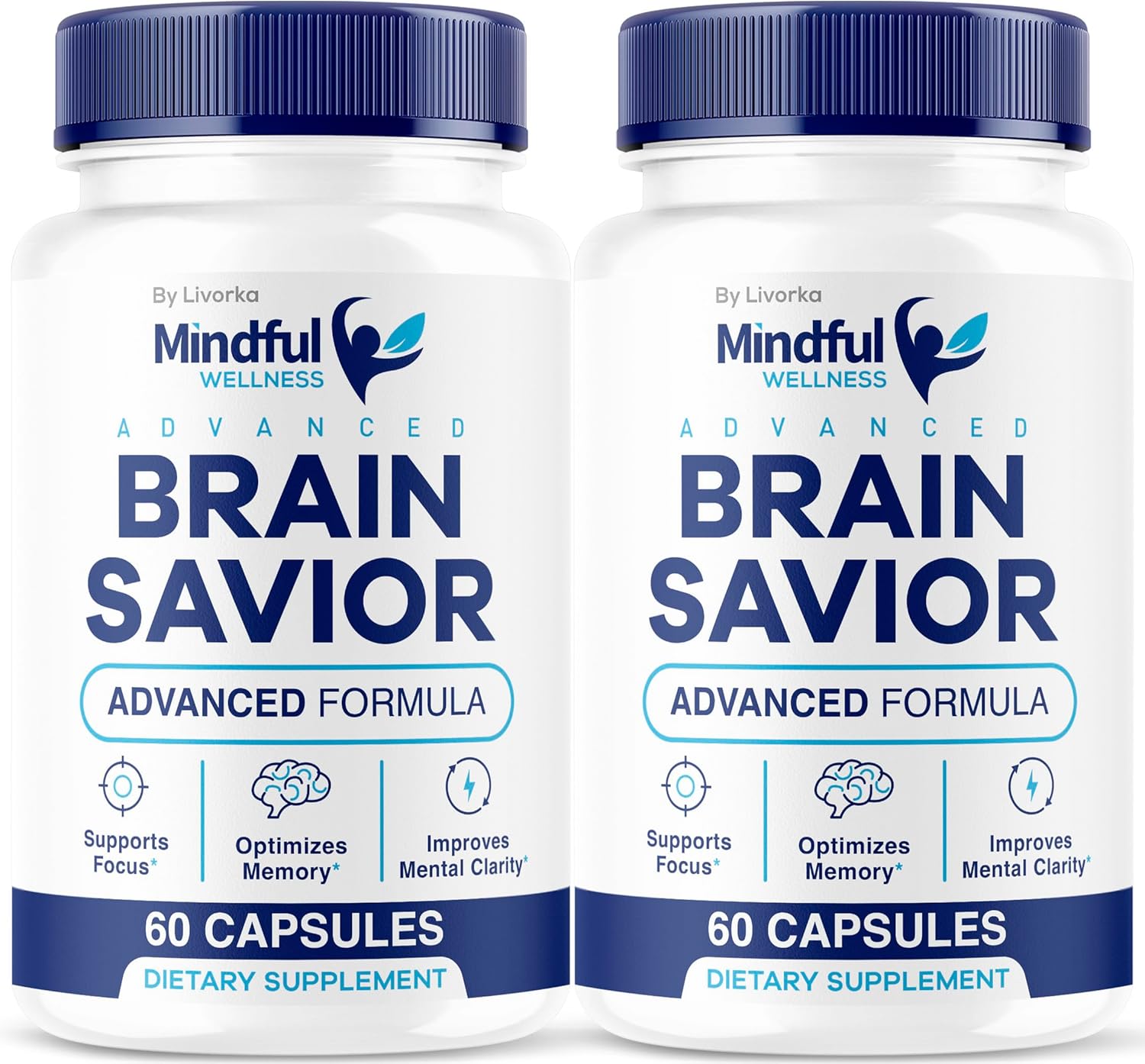 2 Pack LIVORKA Mindful Wellness Brain Support Capsules - Premium Natural Formula, 120 Capsules for 60 Days