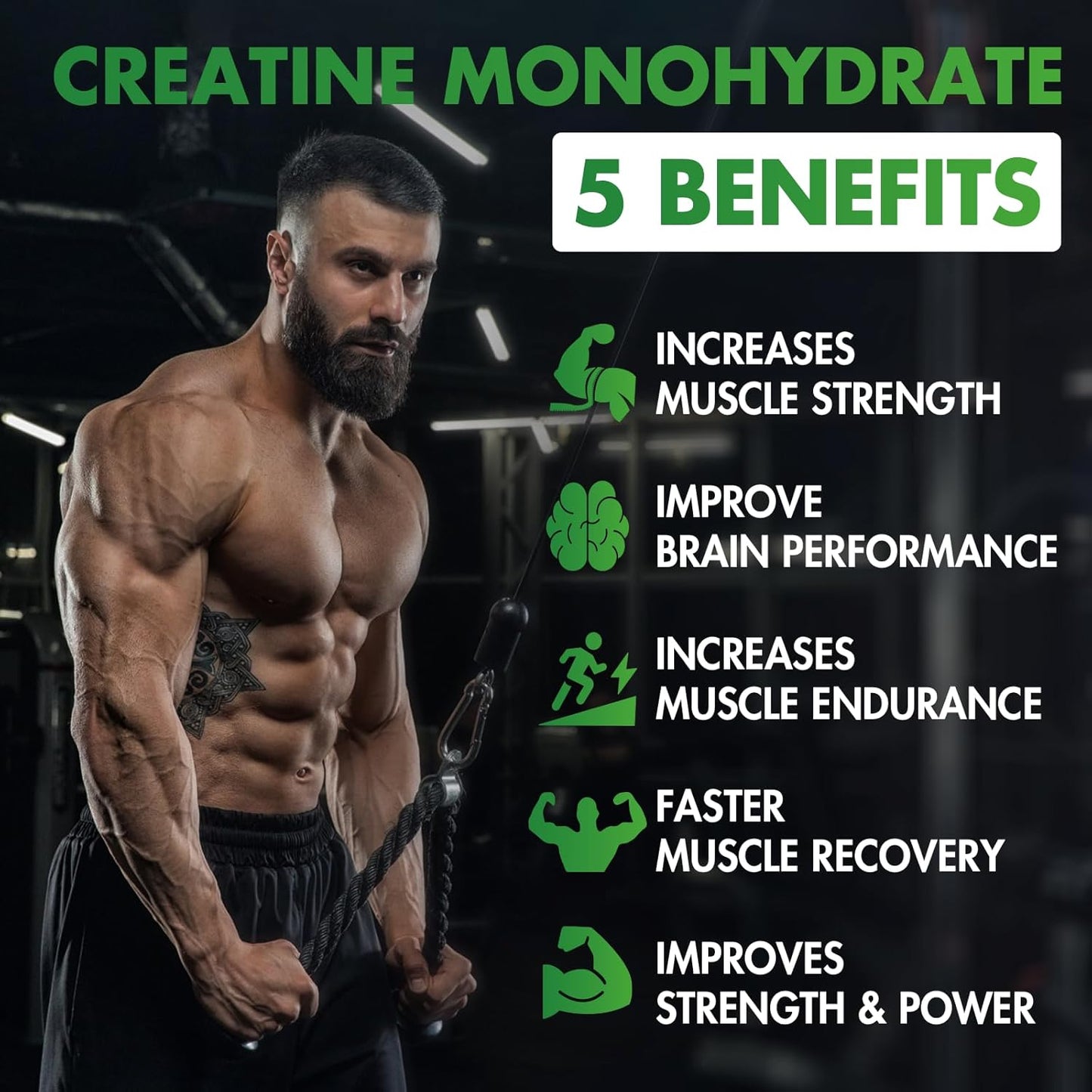 2 Pack LUCKCHAN Creatine Monohydrate Gummies 5000mg - 160 Count Pre-Workout Supplement for Muscle Strength & Energy Boost